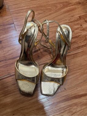 Worn once! Zara Gold Heeled Sandals